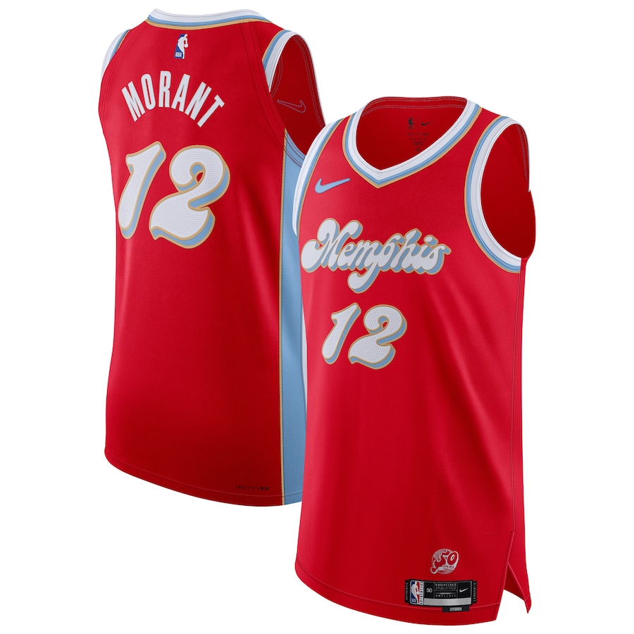 Men Memphis Grizzlies #12 Ja Morant Nike Red City Edition 2024-25 Authentic Player NBA Jersey